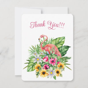 Pink Flamingo & Tropical Flowers Holiday Card