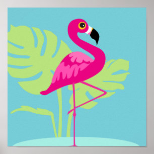 Pink flamingo tropical graphic print