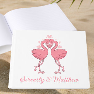 Pink Flamingo Tropical Hawaiian Beach Wedding Guest Book