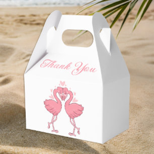 Pink Flamingo Tropical Hawaiian Wedding Thank You Favour Box