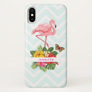 Pink Flamingo & Tropical Hibiscus Fancy iPhone X Case
