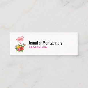 Pink Flamingo & Tropical Hibiscus Fancy Mini Business Card