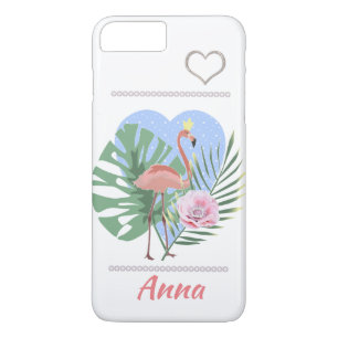 Pink Flamingo tropical leaf palm iPhone 8 Plus/7 Plus Case
