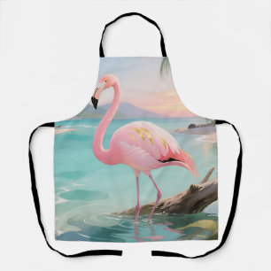 Pink Flamingo Tropical Paradise Apron