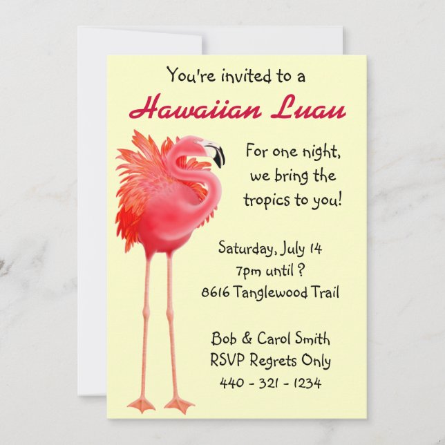 Pink Flamingo Tropical Party Invitation (Front)