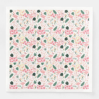 Pink Flamingo Tropical Pattern Paper Napkin