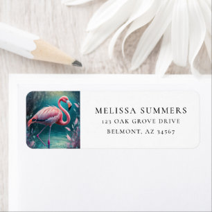 Pink Flamingo Tropical Return Address Label