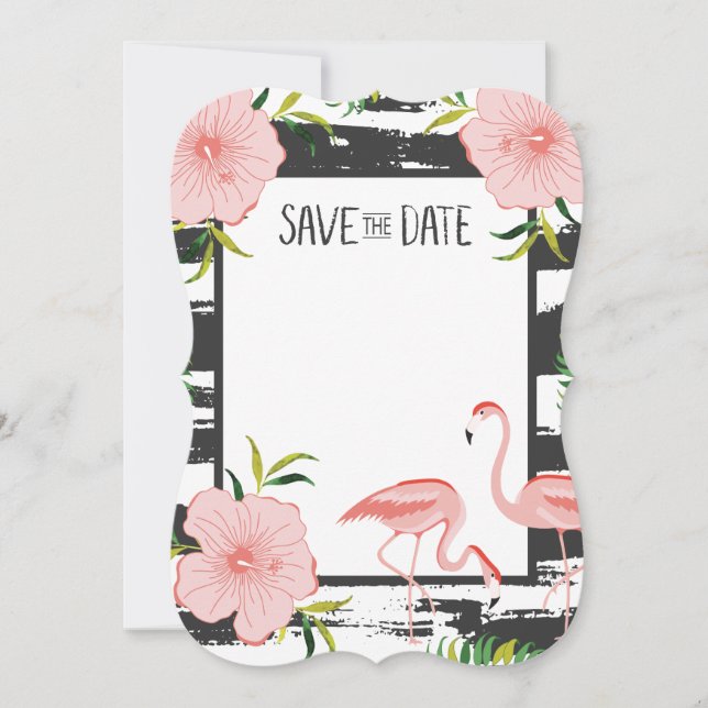 Pink Flamingo Tropical Save The Date (Front)