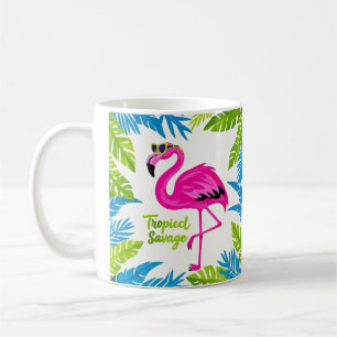 Pink flamingo Tropical standing on one leg Coffee Mug