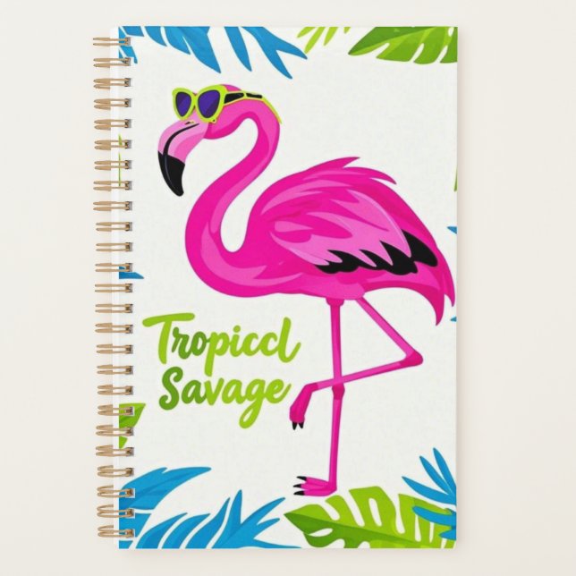 Pink flamingo Tropical  standing on one leg Planner (Front)