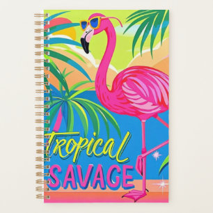 Pink flamingo Tropical  standing on one leg Planner