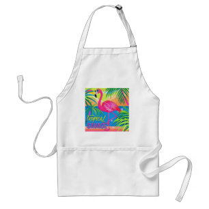 Pink flamingo Tropical standing on one leg Standard Apron