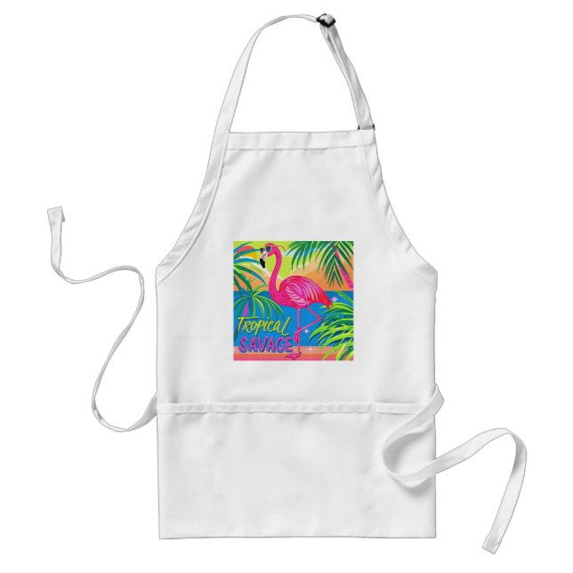 Pink flamingo Tropical  standing on one leg Standard Apron (Front)