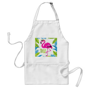 Pink flamingo Tropical standing on one leg Standard Apron