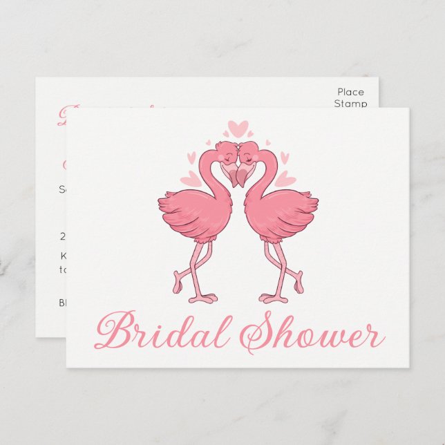  Pink Flamingo Tropical Summer Beach Bridal Shower Invitation Postcard (Front/Back)