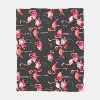 Pink Flamingo: Tropical Watercolor Pattern. Fleece Blanket