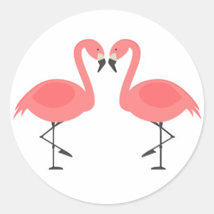 Pink Flamingo Tropical Wedding Luau Hawaiian Classic Round Sticker