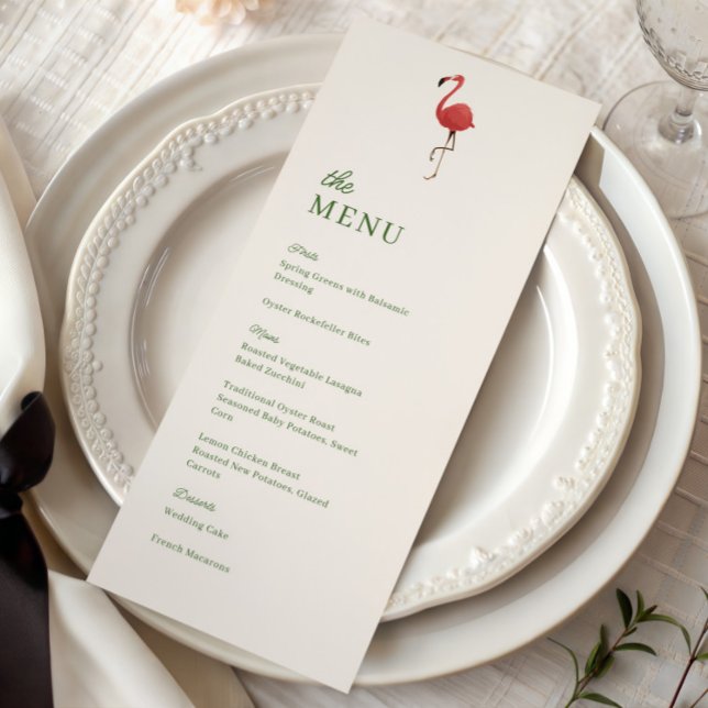 Pink Flamingo Tropics Coastal Wedding Dinner Menu (Creator Uploaded)