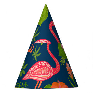 Pink Flamingo: Turquoise Striped Vintage Party Hat