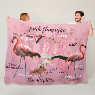Pink Flamingo Typography Customised Fleece Blanket