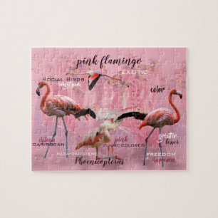 Pink Flamingo Typography   Customised Jigsaw Puzzle