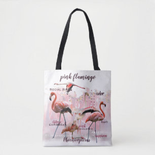 Pink Flamingo Typography   Customised Tote Bag
