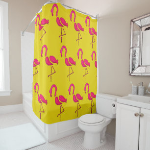 Pink flamingo unique pop art shower curtain