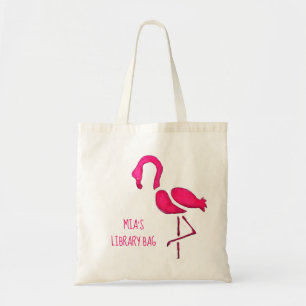 Pink flamingo unique pop art tote bag