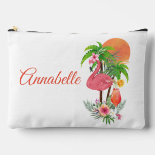 Pink Flamingo Vacation Large Accessory Bag