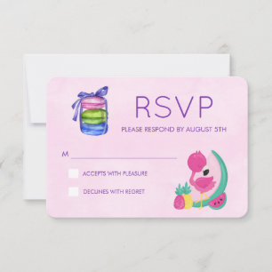 Pink Flamingo w/ Fruits & Macarons RSVP Response