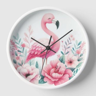 Pink Flamingo Wall Clock
