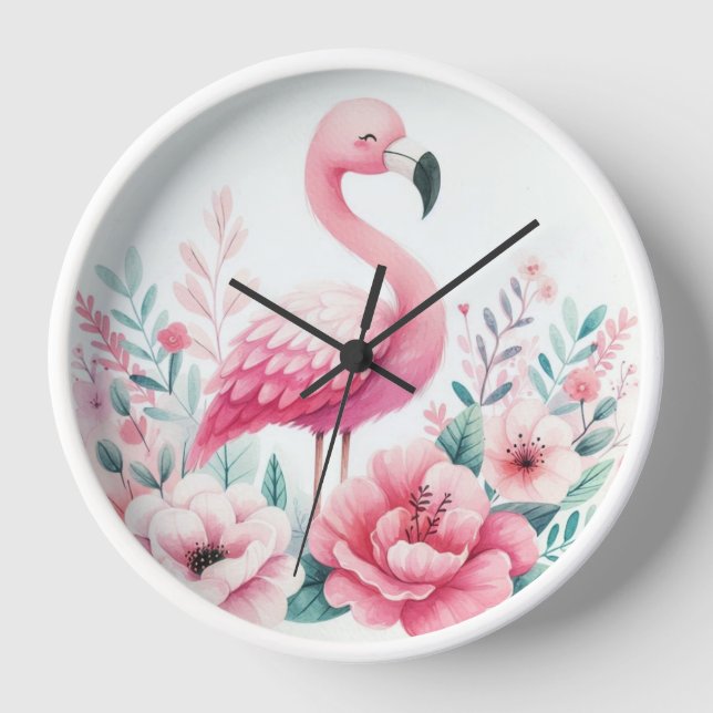 Pink Flamingo Wall Clock (Front)