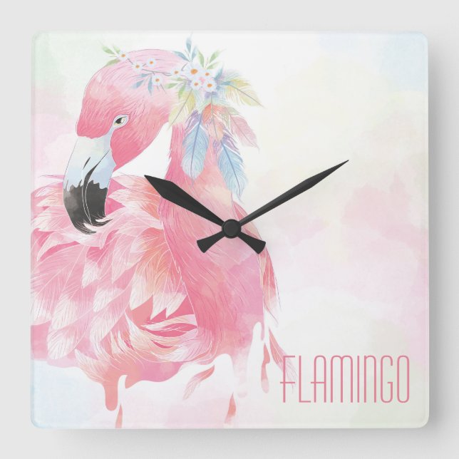 Pink Flamingo Wall Clock (Front)