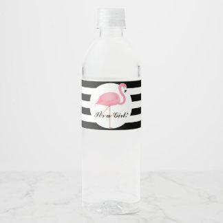 Pink Flamingo Water Bottle Label