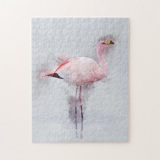 Pink Flamingo Watercolor Jigsaw Puzzle
