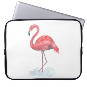 Pink Flamingo, watercolor . Laptop Sleeve