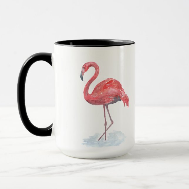 Pink Flamingo, watercolor . Mug (Left)