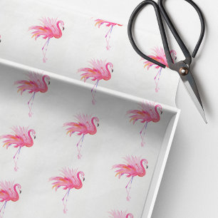 Pink Flamingo Watercolor Pattern Beach Tissue Paper
