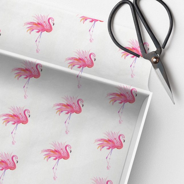 Pink Flamingo Watercolor Pattern Beach Tissue Paper (Pink flamingo tissue paper watercolor art by Victoria Grigaliunas Do Tell A Belle)