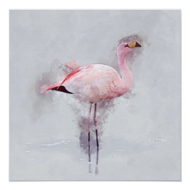 Pink Flamingo Watercolor Poster (Front)