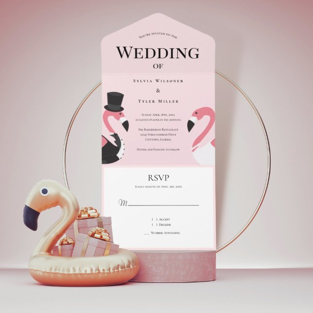 Pink Flamingo Wedding All In One Invitation (Creator Uploaded)