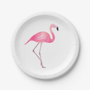 Pink Flamingo Wedding Bridal Shower Tropical Luau Paper Plate