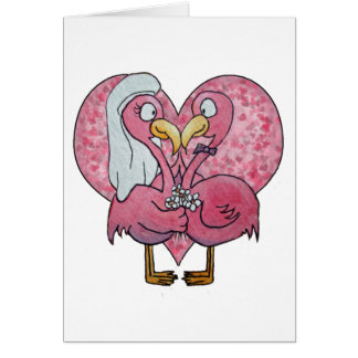 Pink Flamingo Wedding Couple Pair Watercolor