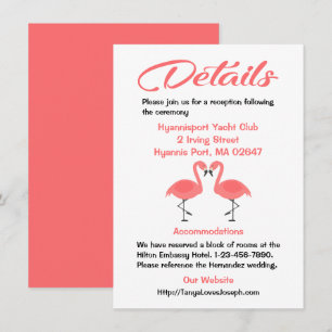 Pink Flamingo Wedding Details Tropical Summer Luau Invitation