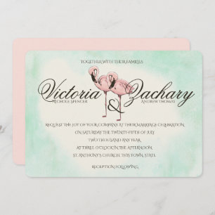 Pink Flamingo Wedding Invitation
