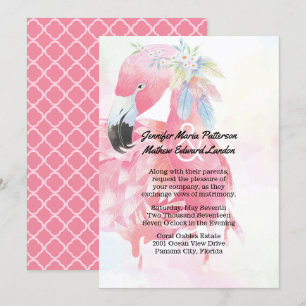 Pink Flamingo Wedding Invitation