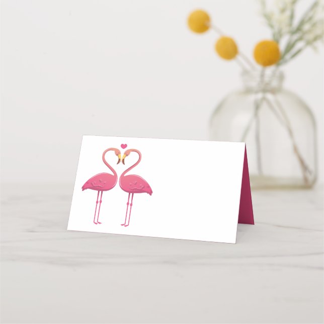 Pink Flamingo Wedding Party Tropical Escort Place Card (Front)