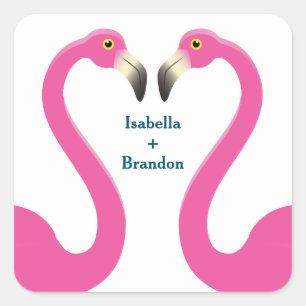 Pink Flamingo Wedding Sticker
