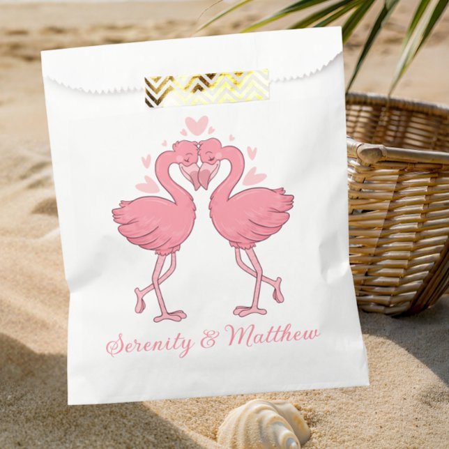Pink Flamingo Wedding Tropical Hawaiian Luau Beach Favour Bag (Creator Uploaded)