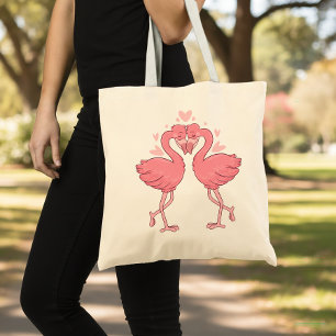 Pink Flamingo Wedding Tropical Hawaiian Luau Beach Tote Bag